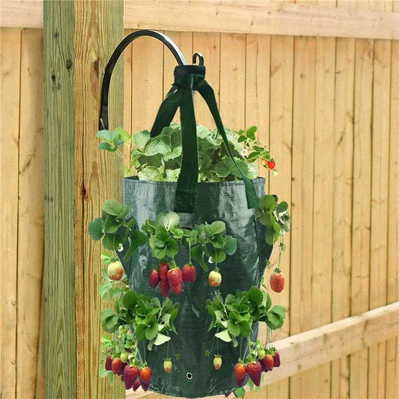 

Outdoor Planting Grow Bag Hanging Strawberry Planter Bag Reusable Planter Pots PE Growing Bags for Vegetable Vertical Garden Pot