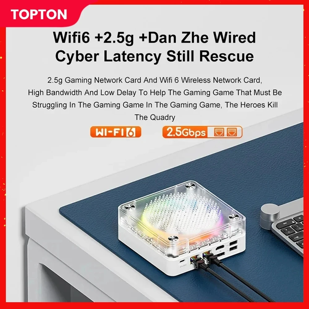 

Мини-ПК Topton AMD Ryzen 9 6900HX, Windows 11, DDR5 M.2 NVMe SSD