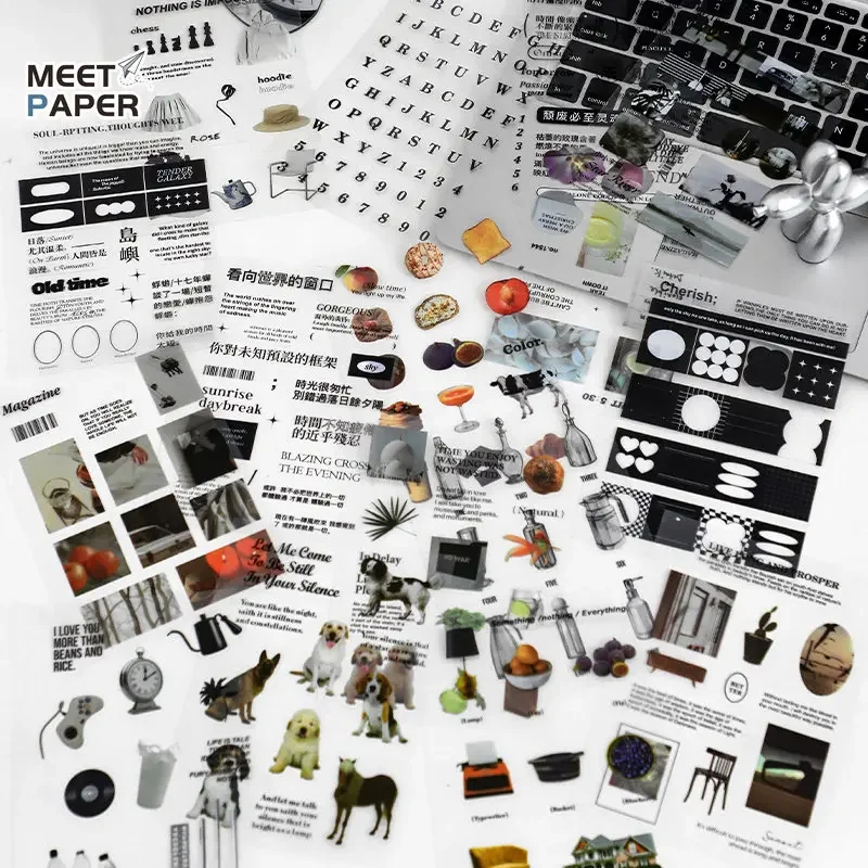 

20 Sheets Literary Vintage Stickers Decoration Aesthetic PET Waterproof Scrapbooking Supplies Paper Journal Planner Stationery