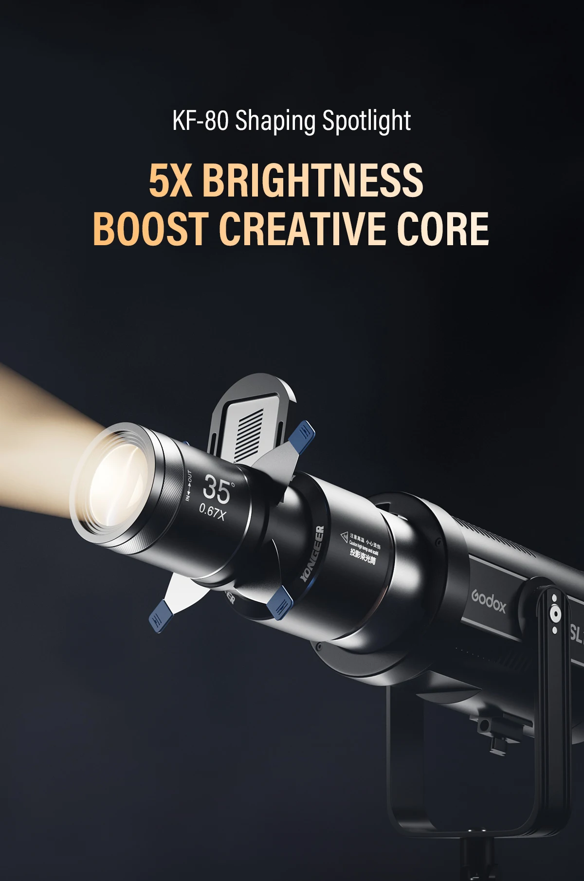 KF80 Bowens Mount Snoot 5X Brighter Optical Lens Aviation Aluminum Snoot For God
