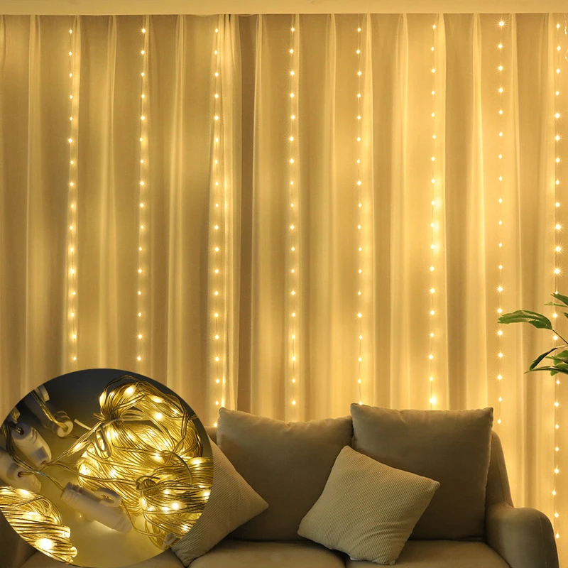 

3x3m USB Remote Light String LED Curtain Garland Lights Holiday Wedding Fairy Lights for Home Outdoor LED Christmas Decoration