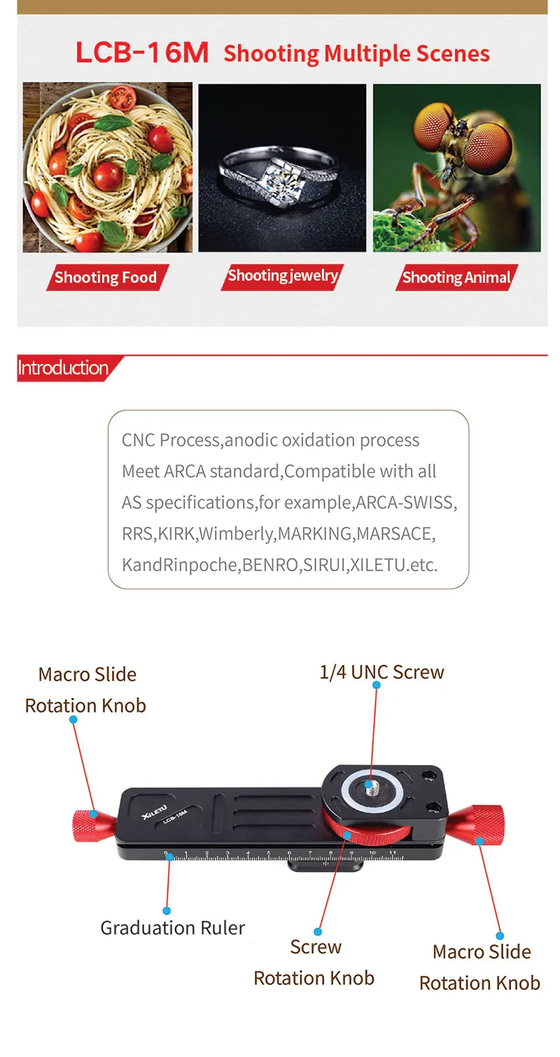 ARCA SWISS LCB-16M Mini Macro Photography Rail Slider Tabletop Portable Slide f