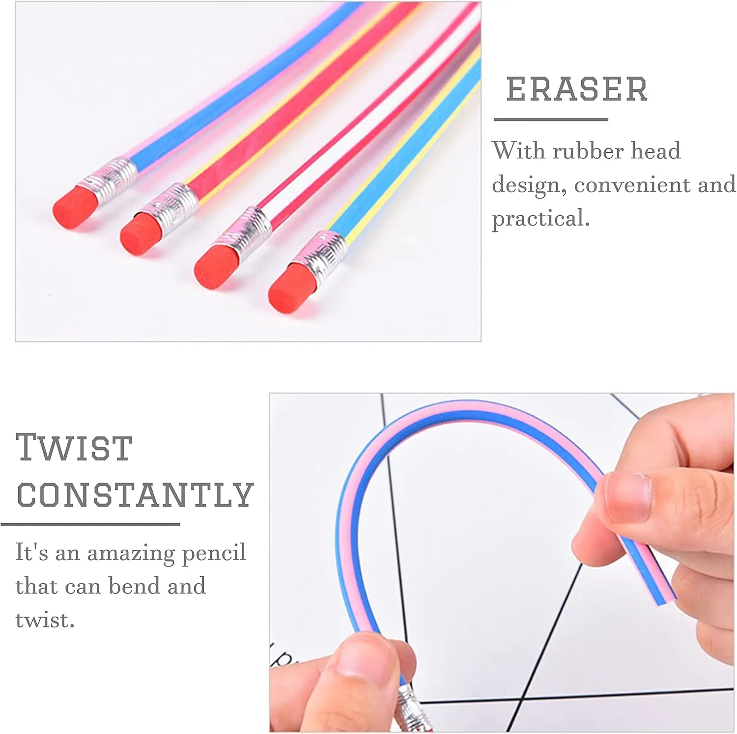40 Pieces Kids Pencils Bulk Flexible Soft Pencil Color Soft Pencils with Eraser for Kids Students Gift School Supplies 2