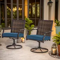 Patio Swivel Chairs Set of 2 Outdoor Swivel Chairs with Removable Cushions Patio Rattan Wicker Decoration Chairs for Garden Lawn 1