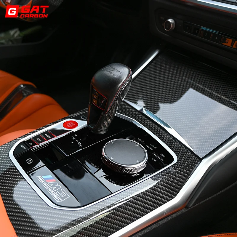 실제 탄소 섬유 기어 시프트 커버, 기어 선택기 커버, 노브 트림, BMW M2 M3 M4 X3M X4M X5M X6M LCI XM용
