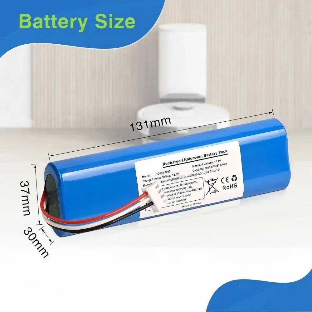 12800mAh Replacement Battery for Ecovacs Deebot Ozmo 900, 901, 905, 920, 930, 937, N8, N8 Pro 14.4V Li-ION Robot Vacuum Cleaner 5