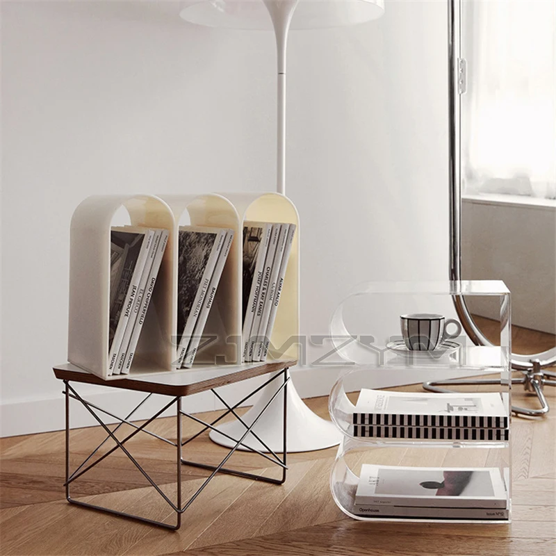 Acrylic Magazine Shelf Desktop Modern Simple Living Room Floor Storage Shelf Books, Newspapers And Materials Coffee Table