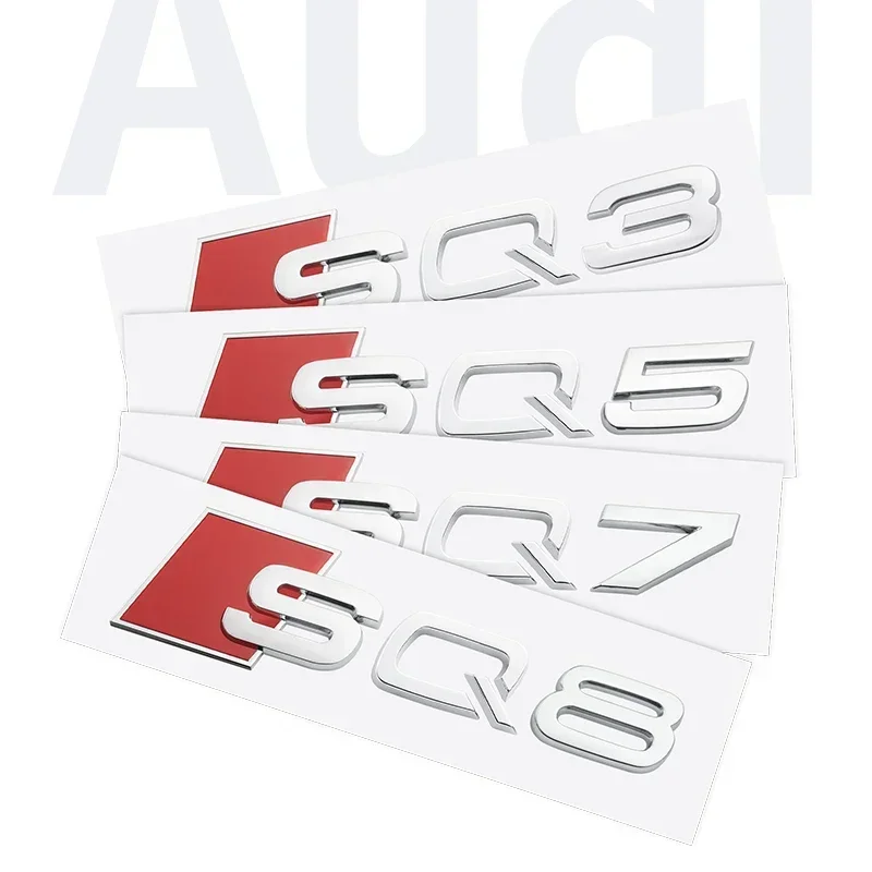 3D ABS 접착 블랙 자동차 트렁크 번호 스티커, 아우디 SQ3 SQ5 SQ7 RSQ3 RSQ7 로고 엠블럼 명판 배지 액세서리
