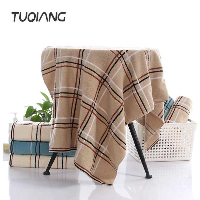 Microfiber soft strong absorbent quick drying towel pure cotton comfort  thickened luxury hotel home checkered beach