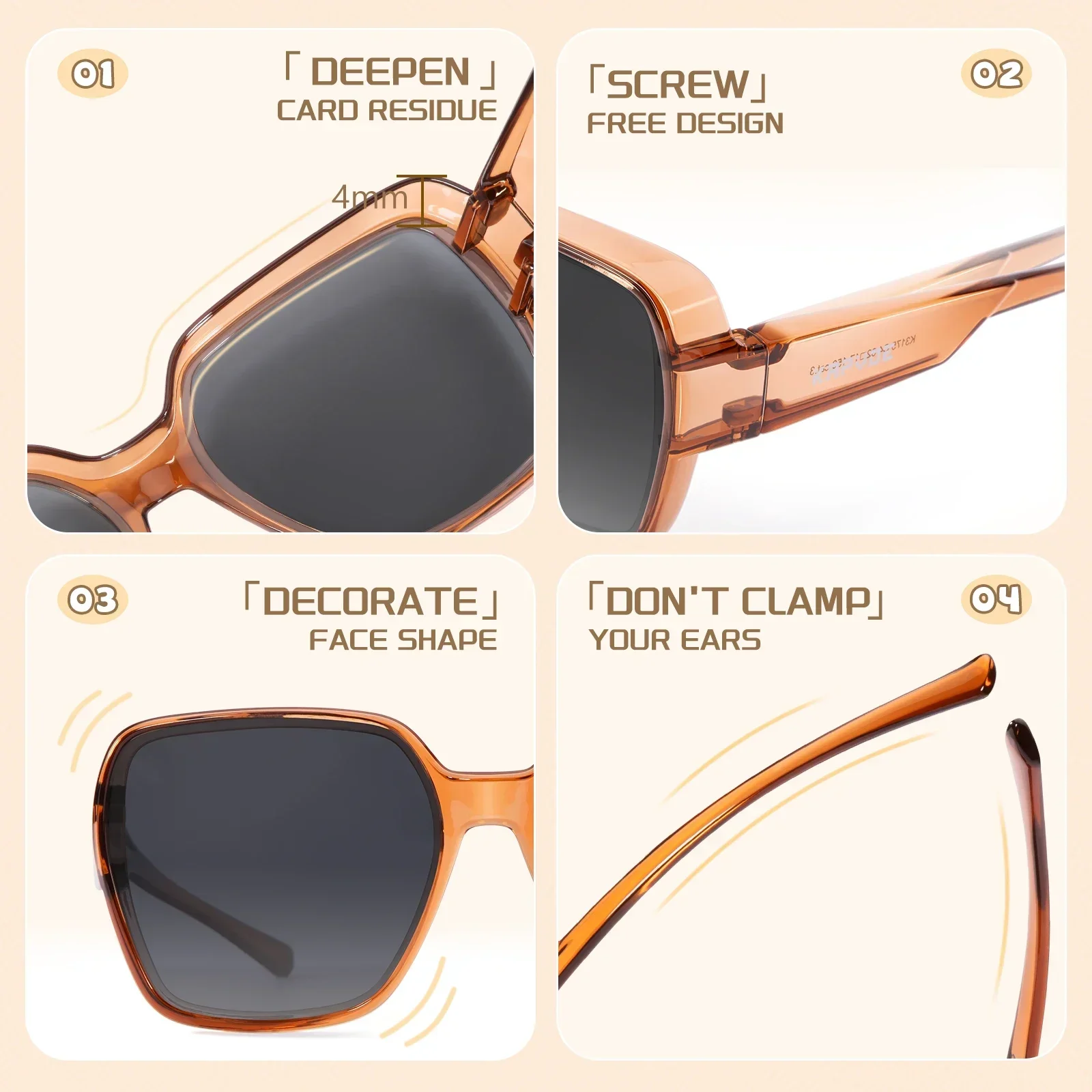 Kapvoe- Fitover Sunglasses for Men Oversized Square Polarized for Myopic Glasses Glasses Driving Shades Fishing Bicycle Goggles