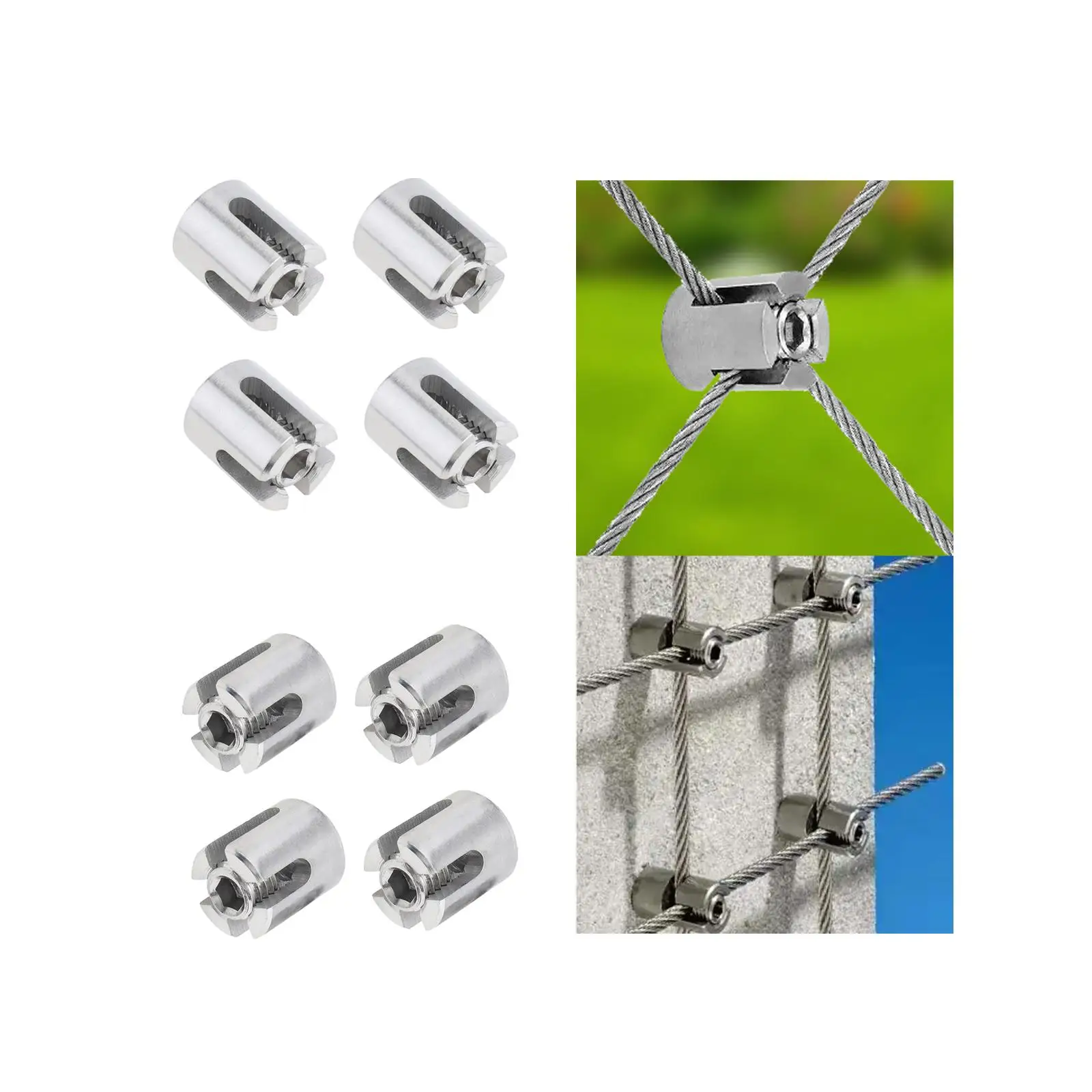4x Cross Cable Clamps Wire Rope Fitting Sturdy Easily Install Heavy Duty Cable Clips Stainless Steel for Wall Trellis System