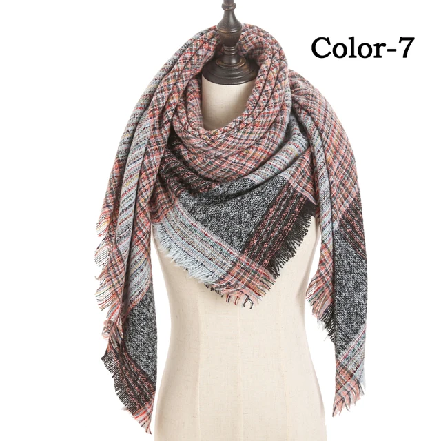 2021 new Cashmere Scarf For Women Plaid Knitted Triangle Pashmina Winter Warm Shawl Wraps Bufanda Female Soft Neck Echarpe UE-7