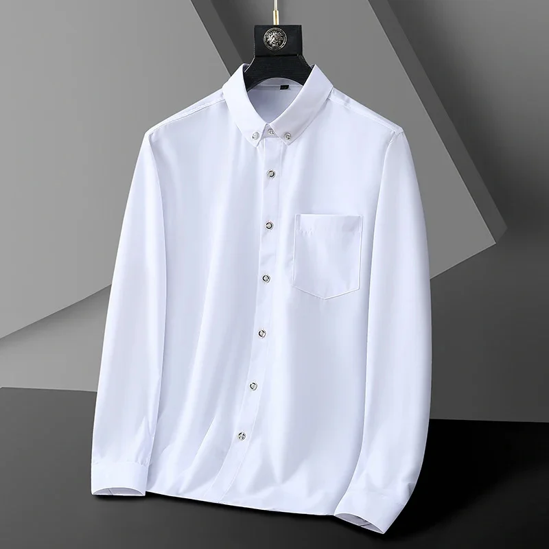 

Shirts Business 10XL 8XL 7XL 6XL 5XL 4XL 3XL Lapel Large Size Men's Long Sleeve Tops Suit Lining Male Blouses