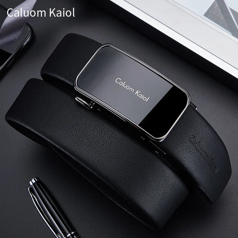 

Caluom Kaiol Brand Men's Belt Genuine Leather Automatic Buckle Men's Business Glossy Frosted Luxury First Layer Cowhide 801011