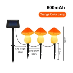 Solar Mushroom Fairy LED String Lights for Outdoor Garden and Patio Decorations (Orange)