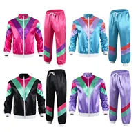 Ensemble de sport en satin avec fermeture éclair pour femme, survêtement de fête des années 80, veste à col montant, pantalon de survêtement avec wstring de proximité, nuit de documents Y2K, style hip hop 2