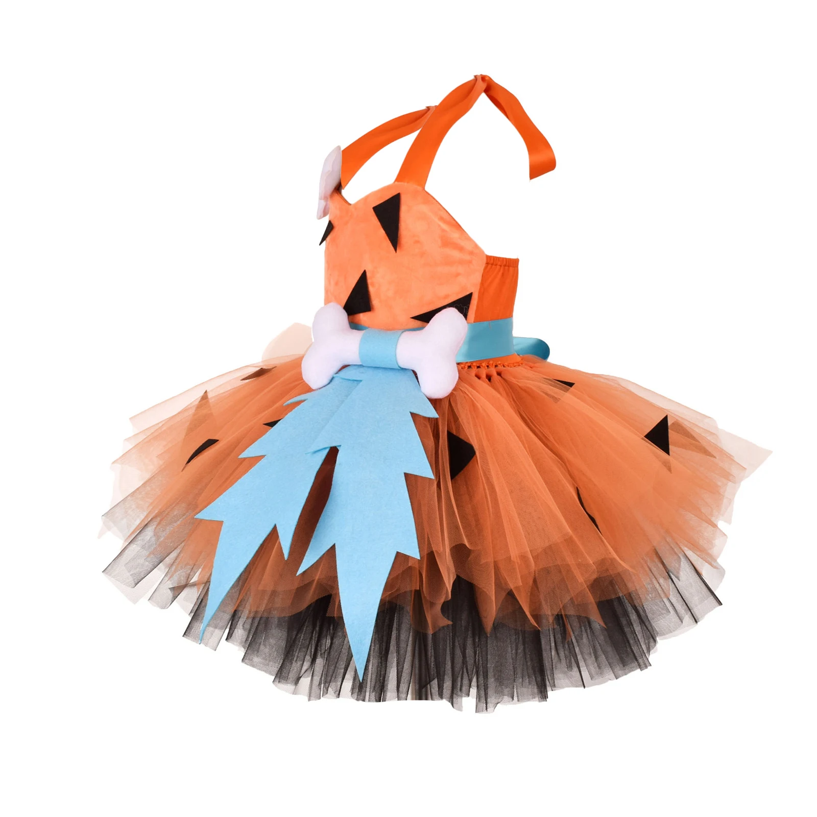 Toddler Kids Caveman Costume Girls Halloween Dog Bones Historical Cavegirl Tulle Dress Dance Party Headband Cosplay girls dress,kids clothes,children dance suit