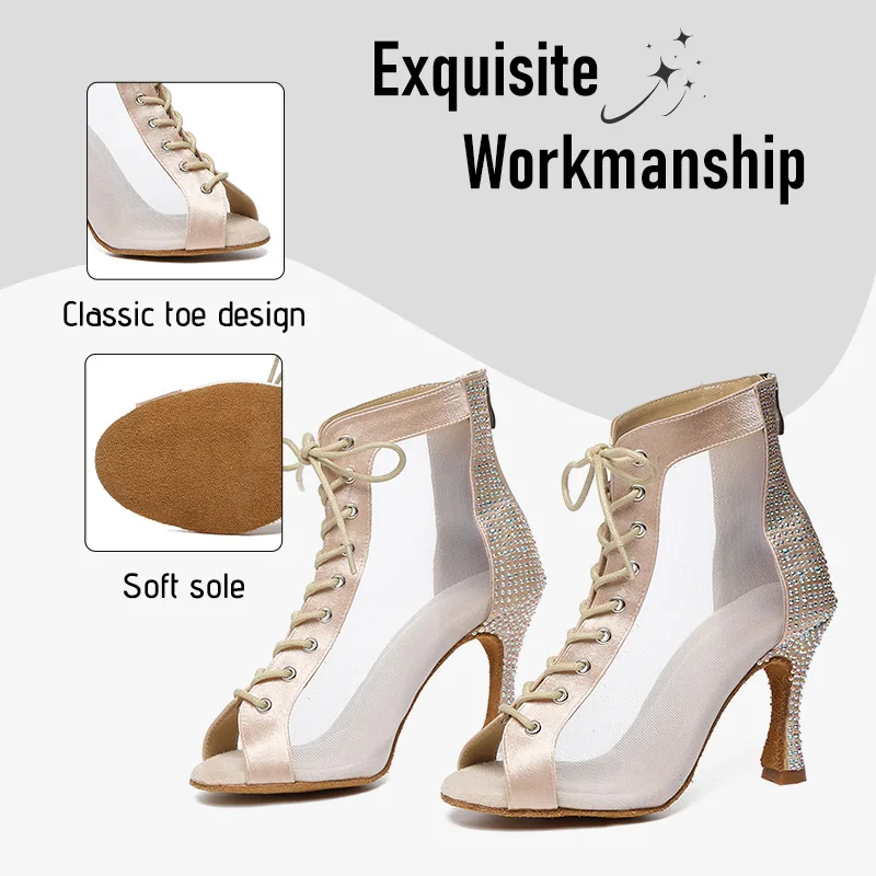 SWDZM Women Latin Dance Shoes Ladies Dancing Shoes Woman Tango Ballroom Dance Boots High Heels Salsa Party Dancing Boots dance shoes