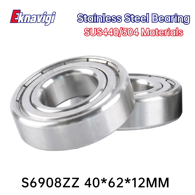 

1PCS Micro Bearing 440/304 Stainless Steel Bearing S6908ZZ 40*62*12MM Waterproof Corrosion Resistant Deep Groove Ball Bearings