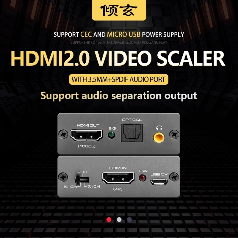 Hdmi 2.0 Conversor de Áudio 5.1ch 7.1ch Extrator Decodificador Adaptador 4k Entrada para hd 1080p Saída Downscaler para tv Ps4 Stb Dvd Alto-falante