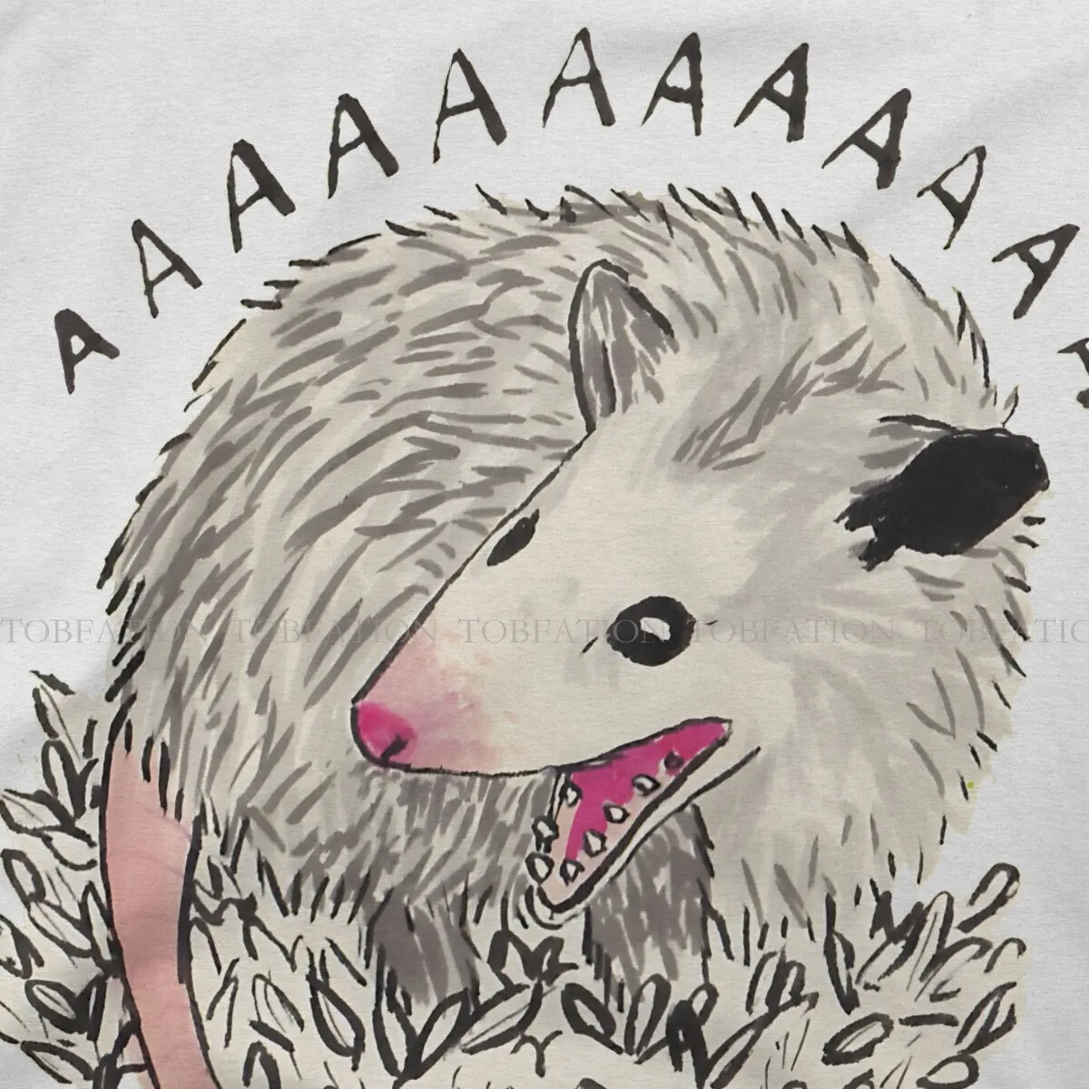 Opossum He Screams T Shirt Goth Men's Tees Summer 100% Cotton Clothing Crewneck TShirt