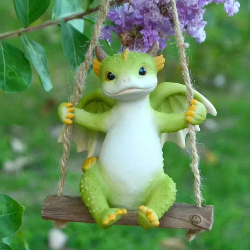 

Miniature Fairy Garden Decor Dragon Figurines Swing Animal Hanging Ornament Micro Landscape Pendant Resin Craft Scene Decoration