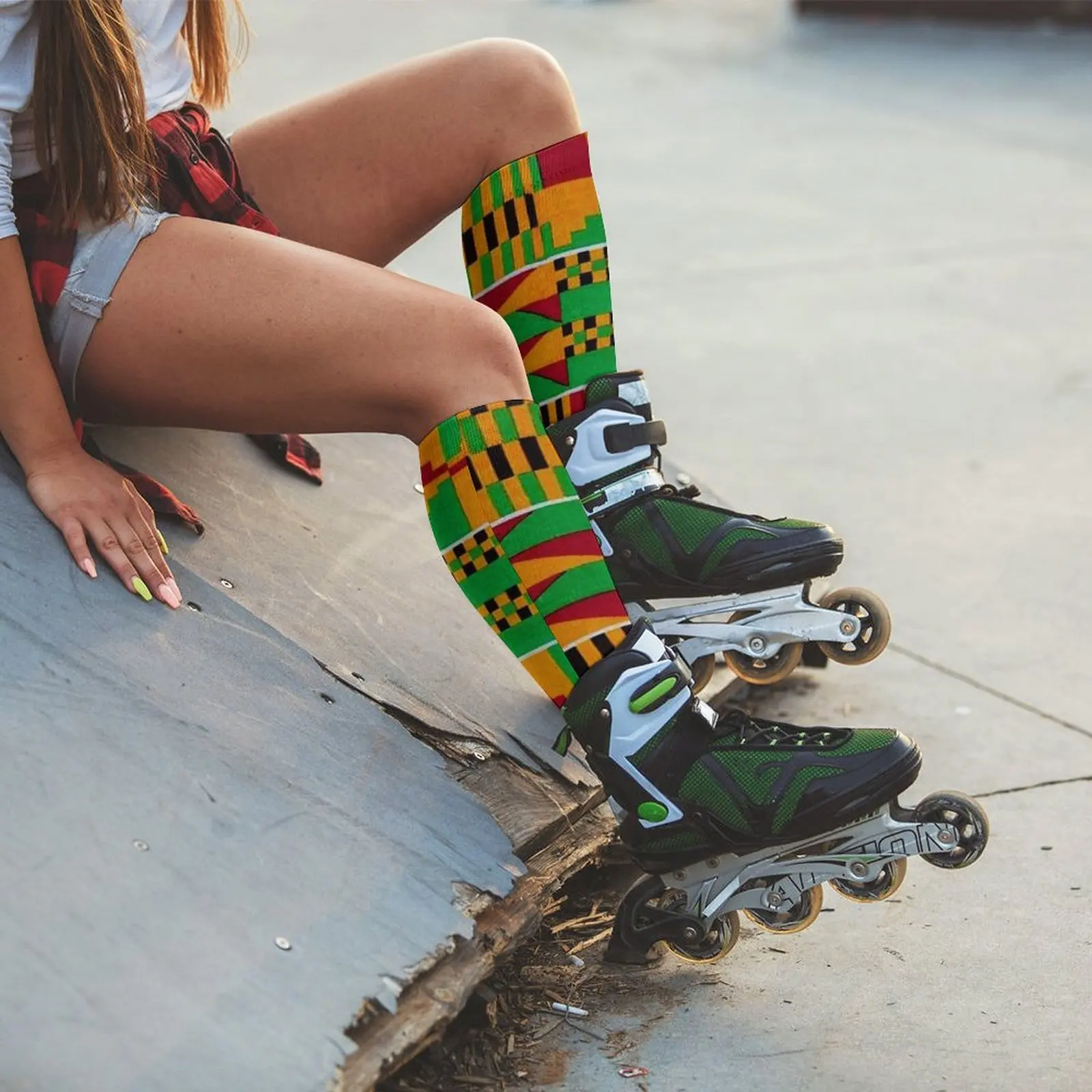 Kente African Print Pattern Socks Funny socks man hip hop Women's socks Men gift