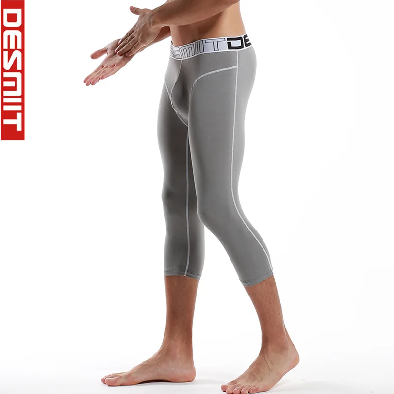 3/4 Leggings Men Compression Pants Running Gym Tights Fitness Leggins Sportswear Shorts High Elastic Breathable Sport Long John