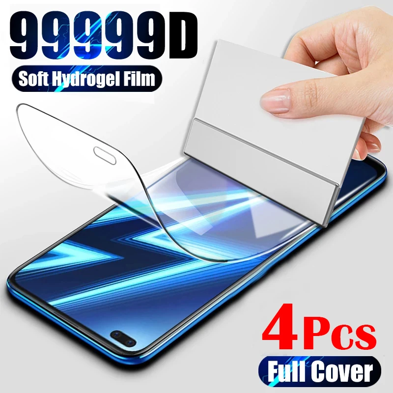 

4Pcs Hydrogel Film For Realme C25 C20 C20A C21 C21Y C25Y C30 C31 C33 C35 Screen Protector Realme 5 7 8 Pro GT XT 8i Not glass