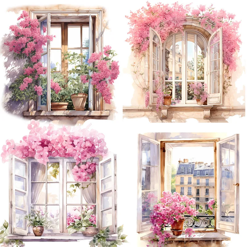 

Pink flower window Stickers Crafts And Scrapbooking stickers kids toys book Decorative sticker DIY Stationery