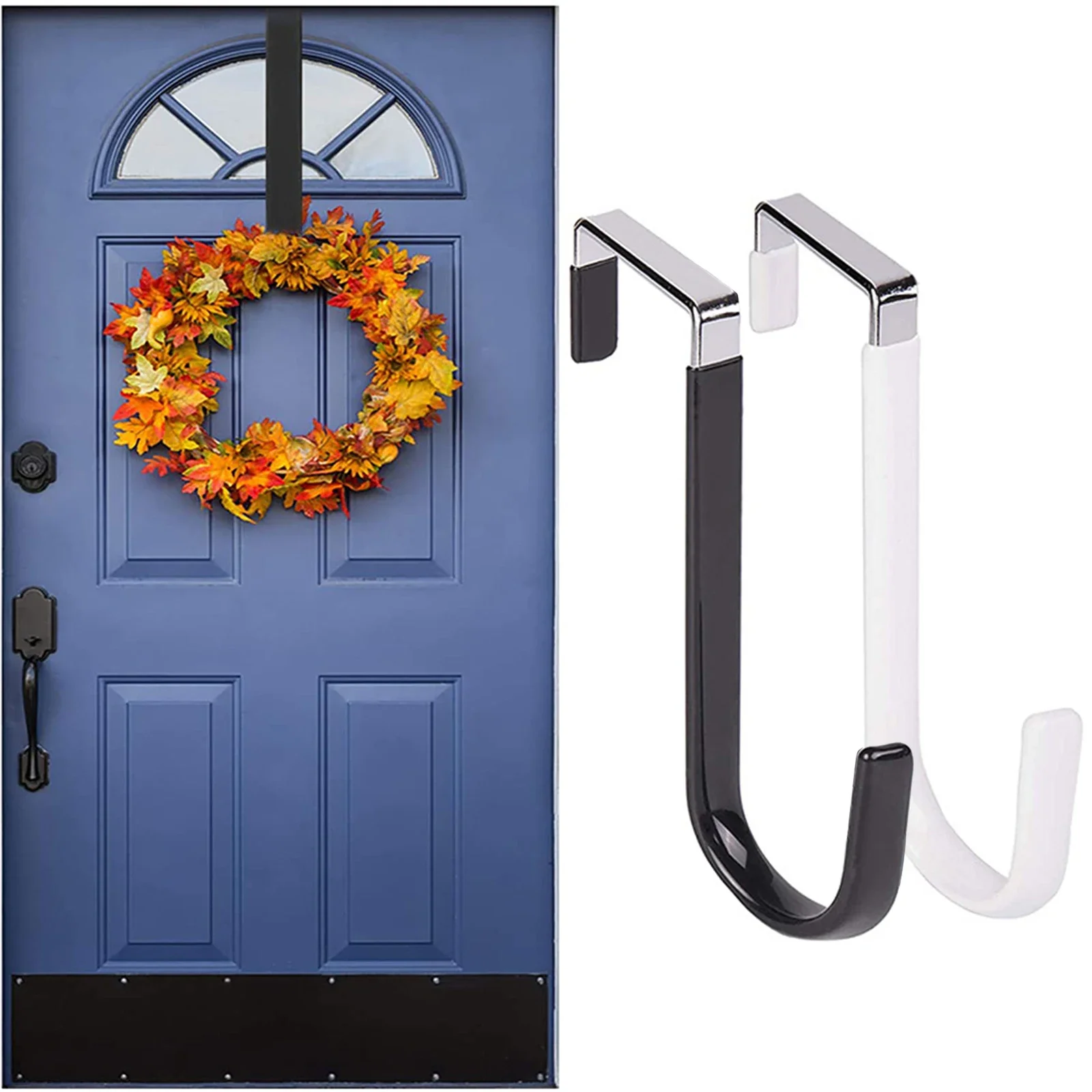 Hook Wreath Hanger Door Sign Holiday Decoration Bracket Crook Carbon Steel Space Saving Black 1pc Metal 12.5cm Christmas Hangers storage hook door hook