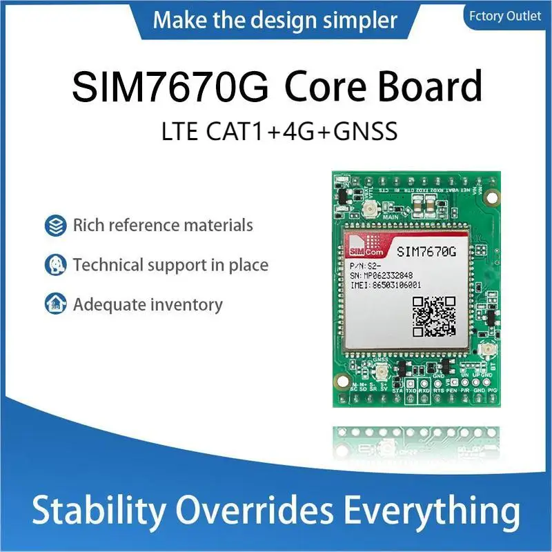 

SIMcom SIM7670NA CAT1 Core Board , Qualcomm chip, support Data+GNSS(optional) without voice.