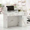 Reception Desk, 3 Drawers & Storage Shelves, Reception Counter Table with Private Panels, Reception Room Checkout Office 1