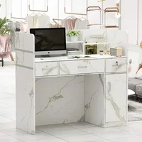 Reception Desk, 3 Drawers & Storage Shelves, Reception Counter Table with Private Panels, Reception Room Checkout Office 1