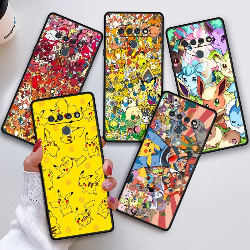 Nero Cassa Del Telefono Morbida Per Lg K61 K50 G7 K42 K50S K41S G8 Thinq K40S G6 K52 K40 K62 G8 Anime Pokemon Pikachu Custodie Funda Copertura