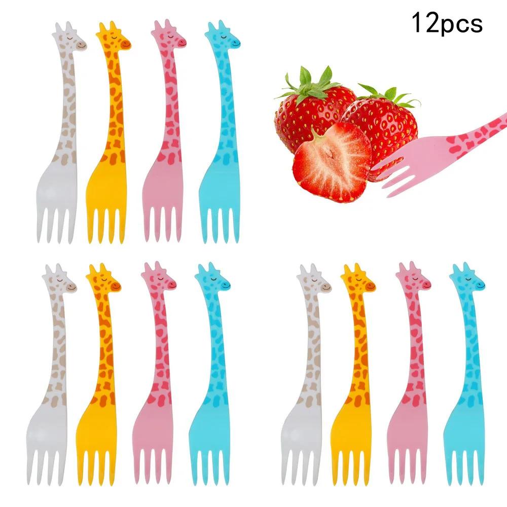 12-Piece Cartoon Giraffe Snack Toothpick Set - Fun Tableware Food Picks