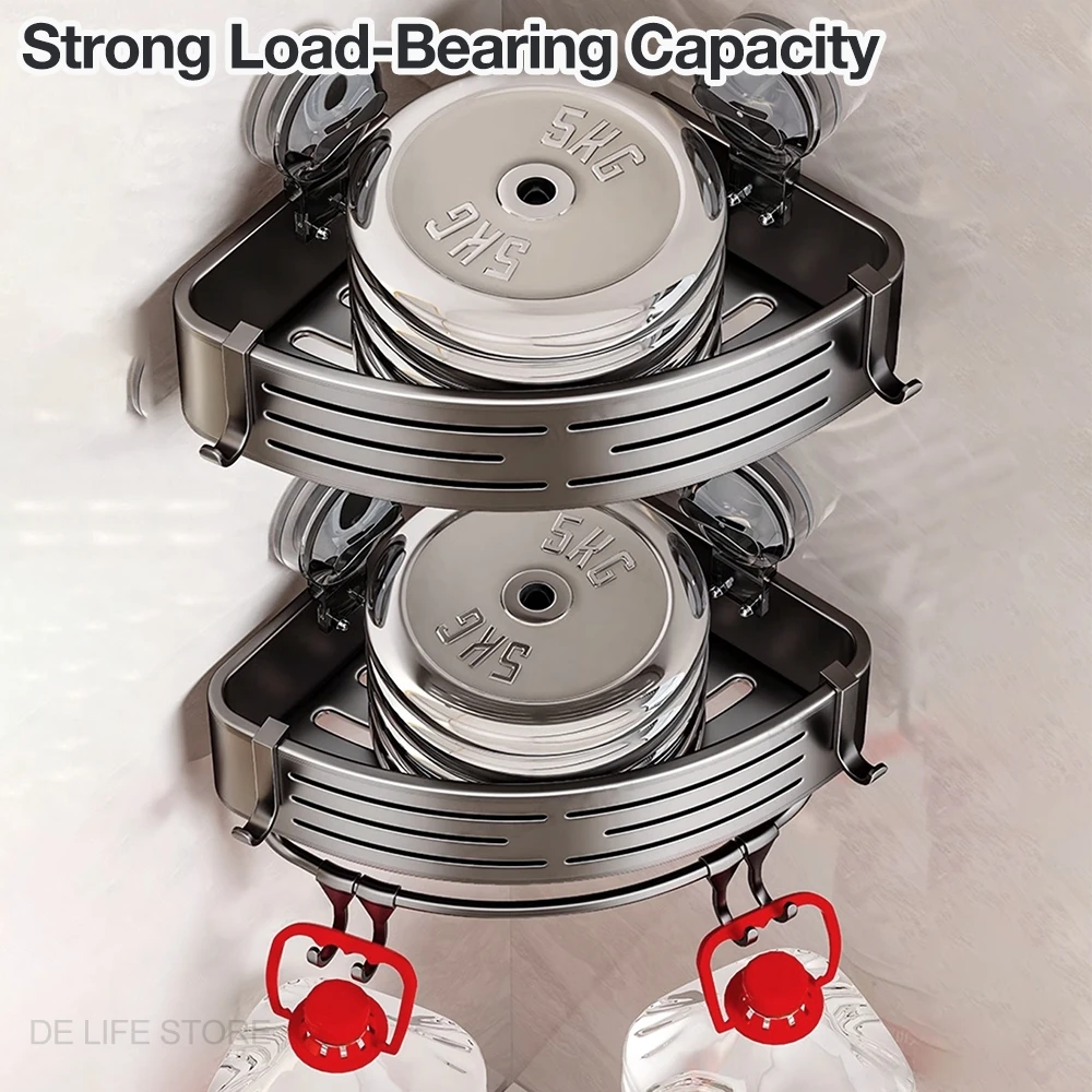 Shower Corner Rack Suction Cup Bathroom Shelf Without Drilling Bathroom Organizer Toilet Shampoo Holder Bathroom Accessories 3