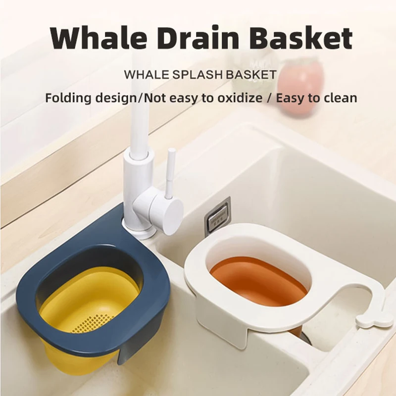 

Foldable Drain Basket Kitchen Organizer Kitchen Waste Leftover Food Storage Drainage Basket Multifunctional Sink Filter Frame