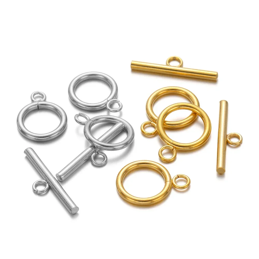 5 Sets OT-Verschluss aus Edelstahl mit Knebelverschlüssen, runder Stabverbinder für DIY-Schmuckherstellung, Armbandhaken, Basteln, Halsketten, Zubehör