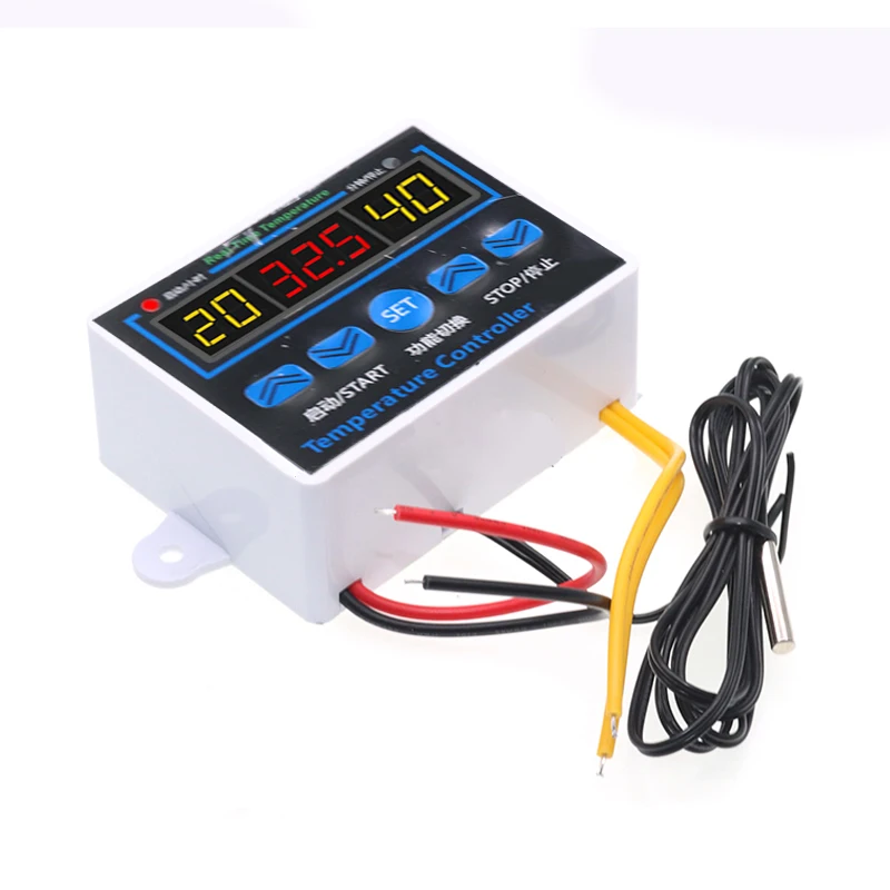 Javino 디지털 LED 온도 컨트롤러, 온도 조절기 제어 스위치 센서, AC220V, DC12V, 10A