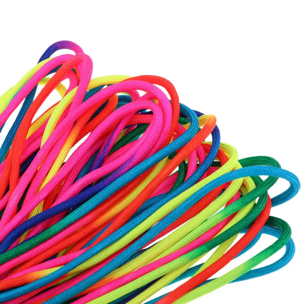 야외용 4mm 레인보우 파라코드 로프, 내구성 있는 폴리에스터 공예용 코드 (파라코드 팔찌 및 유틸리티 장비용)