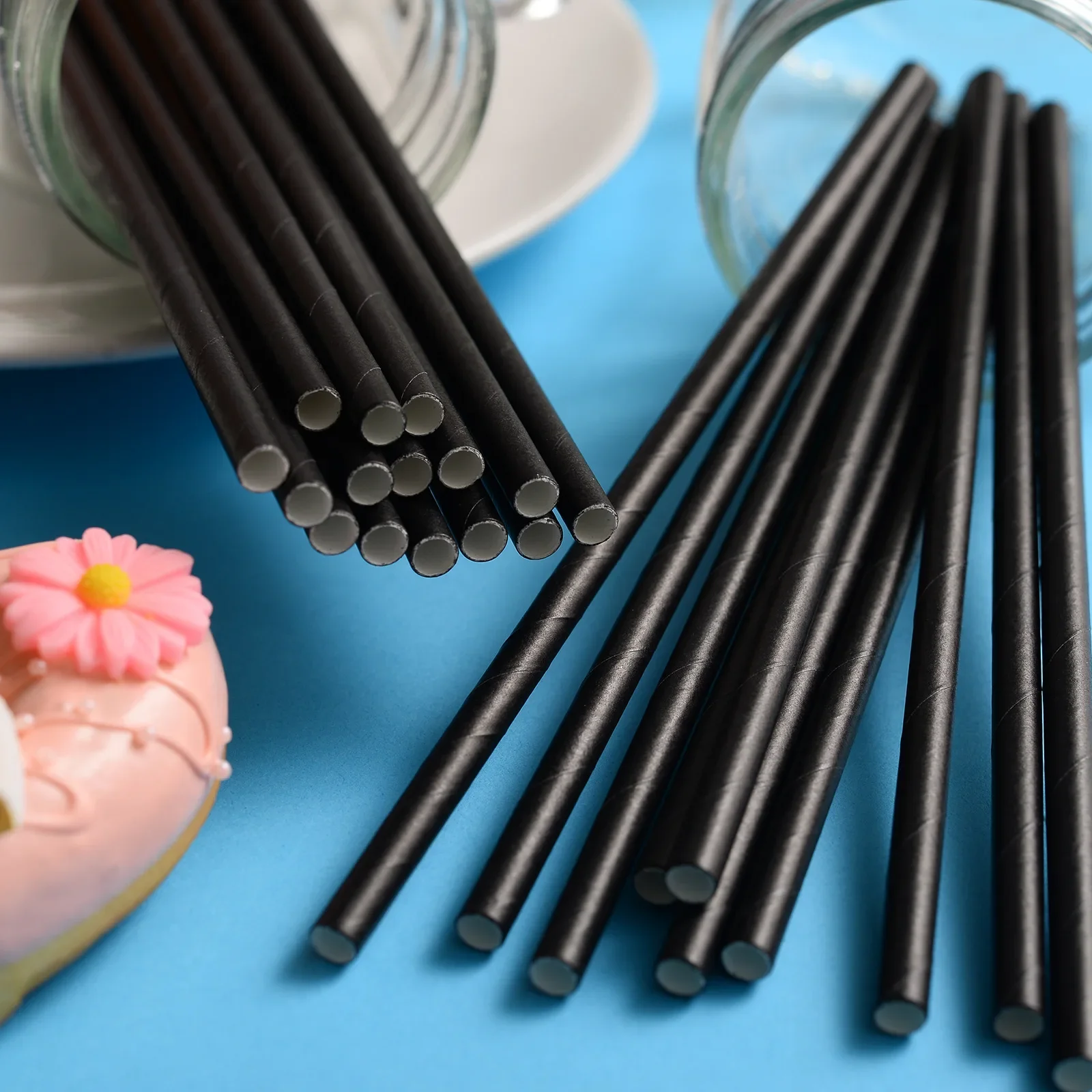 25Pcs Colorful Disposable Paper Drinking Straws Wedding Birthday Party Decor Bar Drink Biodegradable Straws Bubble Tea Straw