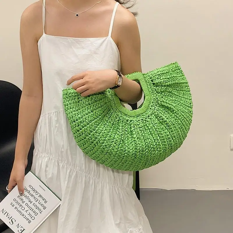Grass Woven Handbag Fashionable Stylish Minimalist Elegant Personalized Large Capacity New Trendy and Casual Top-Handle Bag