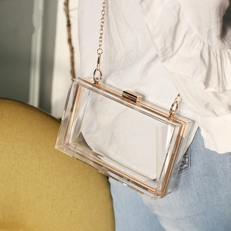 Frauen Acryl Transparente Abend Kupplungen für die Hochzeit Party Handtasche/Geldbörse Mode Transparente Kettetasche Schultertasche