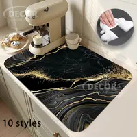 Black Marbling Dish Drying Mat Kitchen Super Absorbent Table 1