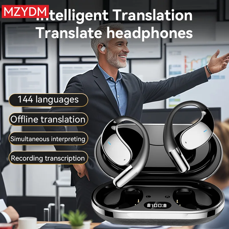 3-in-1 AI Translator Earbuds 144 Languages Noise Cancelling Bluetooth 5.4 Headset Instant Translator Smart Voice Real Time