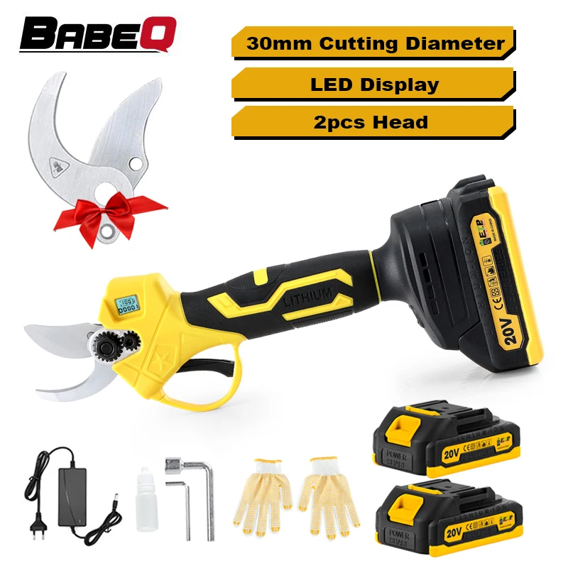 20V Cordless Electric Pruner Pruning Shear Efficient Fruit Tree Bonsai Pruning Branch Cutter Landscaping Power Tool with Battery цена и фото