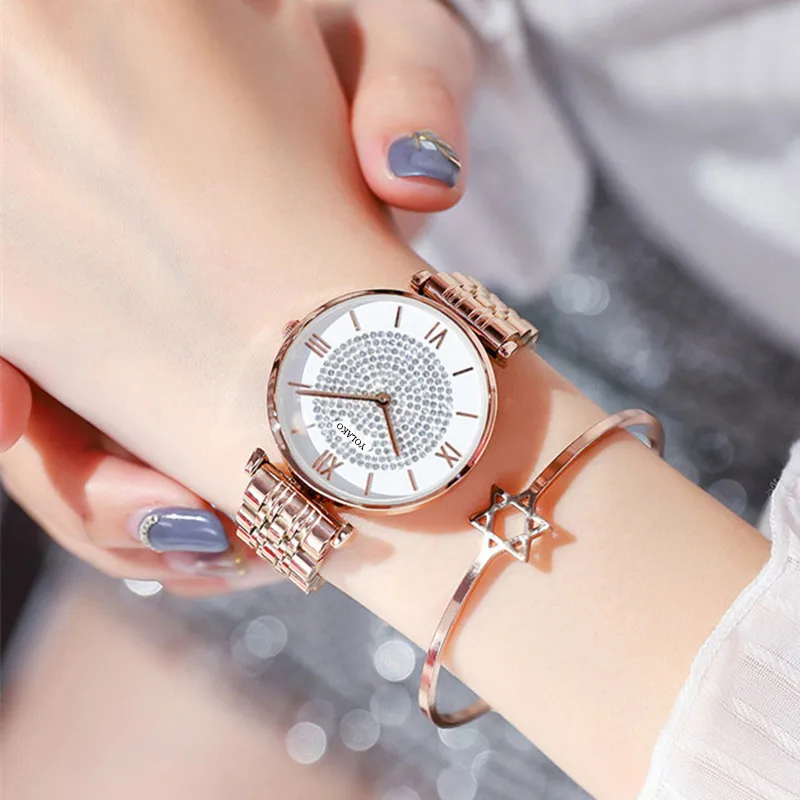 

Luxury Women's Watch Elegant waterproof Stainless Steel watch Women's Dress Diamond Quartz Women's watch