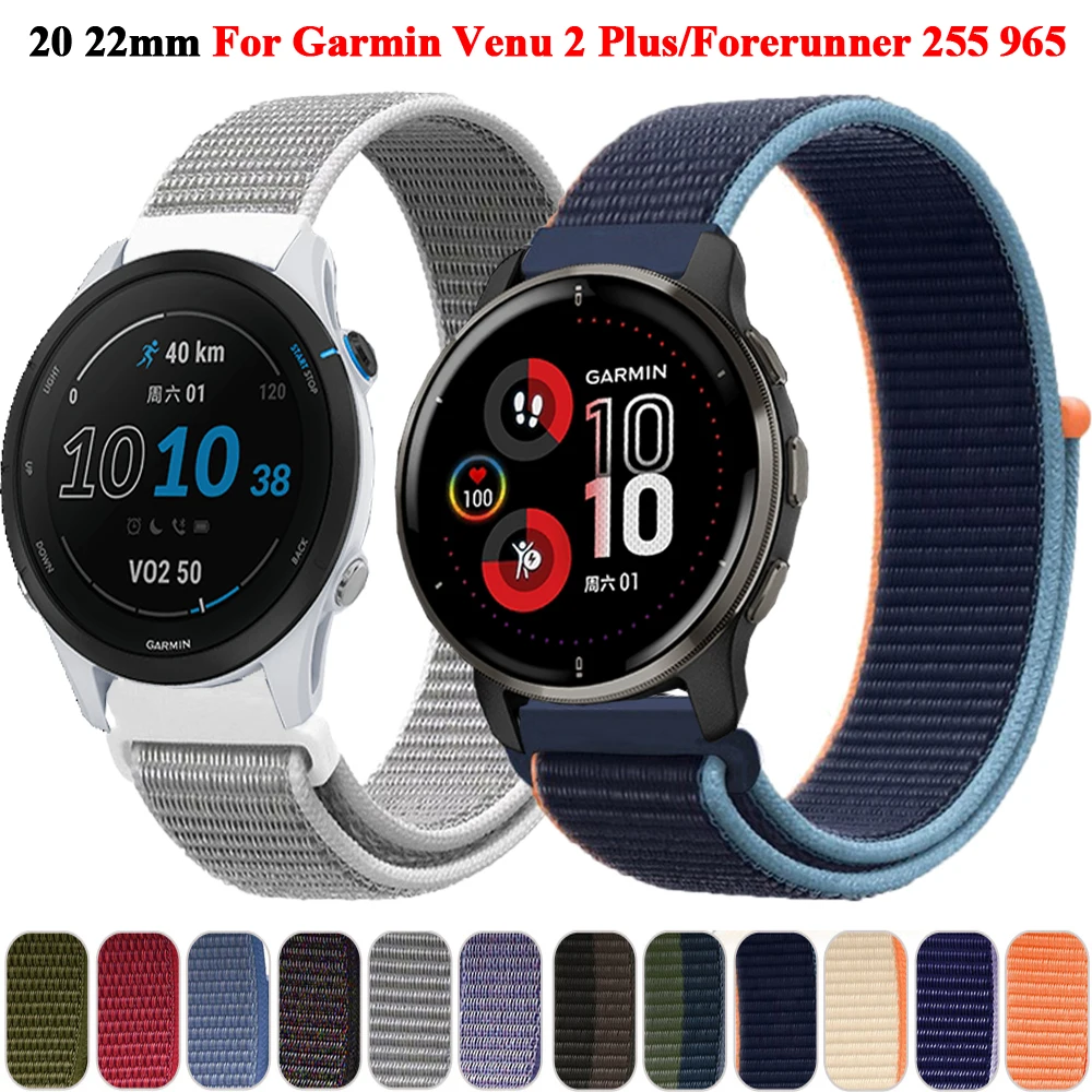 

20mm 22mm Nylon Strap for Garmin Venu 2 Plus/SQ/Forerunner 255 965 265 Smart Watch Band Wristband Bracelet Vivoactive 3/4 Correa