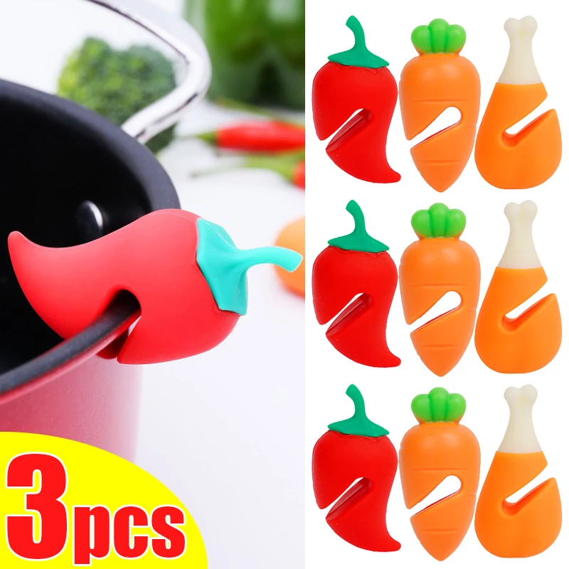 

3pcs Silicone Pot Lid Holder Anti-spill Rack Heat-resistant Anti-Overflow Stoppers Pot Cover Lifter Durable Gadget Kitchen Tools